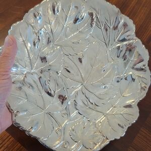 Vintage GORHAM silverplat Grape Leaf Serving Try USA